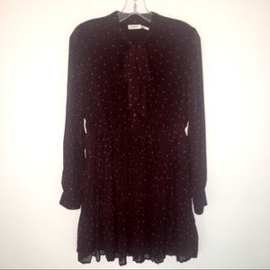 Blu Pepper Women’s Poetic Blouson Pleated Mini Dress (Color: Burgundy/Tan)